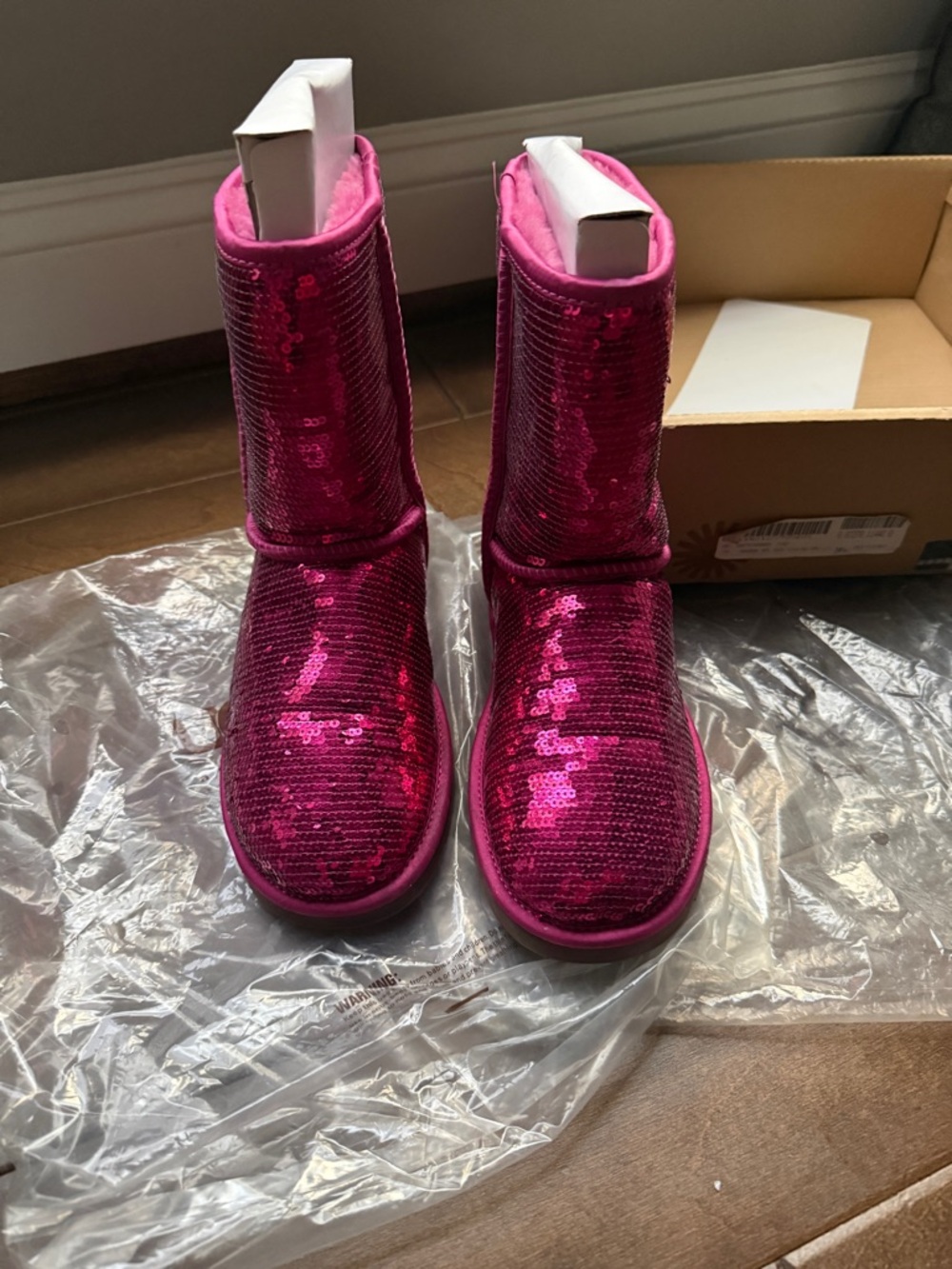 UGG Pink Sequin Mid-Calf Boots